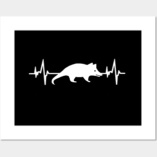 Opossum heartbeat EKG design animal gang owners Posters and Art